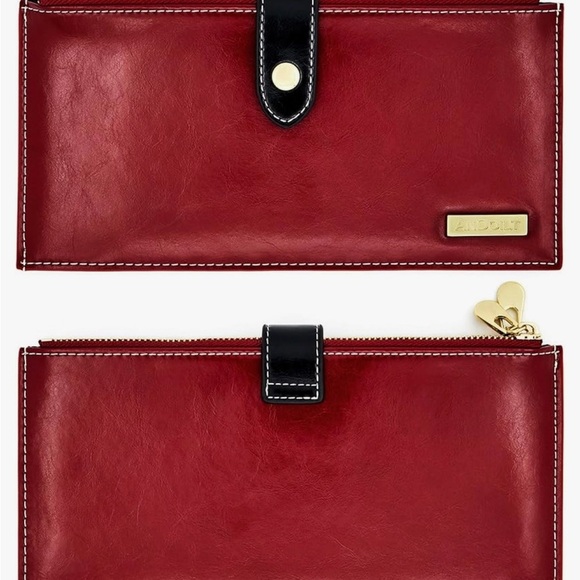 ANDOILT Genuine Leather Wallet RFID Credit Card Zipper Purse Cell Phone - Picture 1 of 15